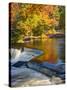Michigan. Trees Reflect in Cascade Above Bond Falls, Ontonagon River-Julie Eggers-Stretched Canvas