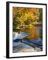 Michigan. Trees Reflect in Cascade Above Bond Falls, Ontonagon River-Julie Eggers-Framed Photographic Print