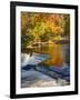 Michigan. Trees Reflect in Cascade Above Bond Falls, Ontonagon River-Julie Eggers-Framed Photographic Print