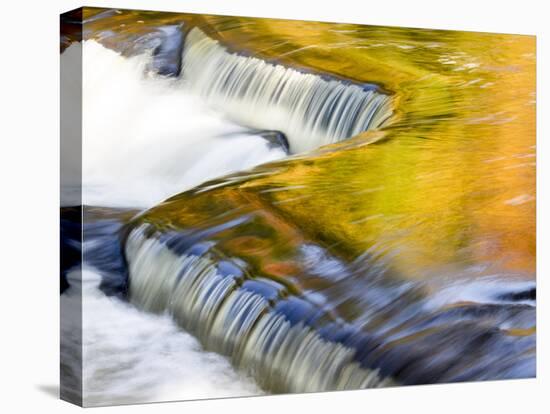 Michigan. Trees Reflect in Cascade Above Bond Falls, Ontonagon River-Julie Eggers-Stretched Canvas