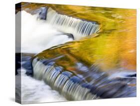 Michigan. Trees Reflect in Cascade Above Bond Falls, Ontonagon River-Julie Eggers-Stretched Canvas