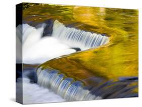 Michigan. Trees Reflect in Cascade Above Bond Falls, Ontonagon River-Julie Eggers-Stretched Canvas