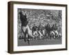 Michigan University's Bob Mann Catching a Pass From His QB Bob Chappuis-John Florea-Framed Premium Photographic Print