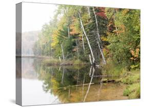 Michigan, Upper Peninsula. Fall Colors on Thornton Lake, Alger Co-Julie Eggers-Stretched Canvas