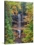 Michigan, Upper Peninsula. Munising Falls in Autumn-Julie Eggers-Stretched Canvas