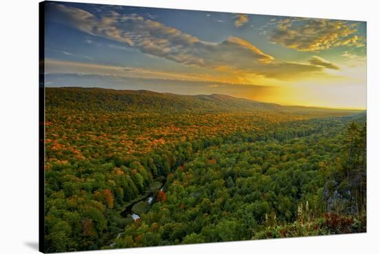Michigan, Upper Peninsula. Sunset at Porcupine Mountains-Petr Bednarik-Stretched Canvas