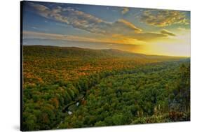 Michigan, Upper Peninsula. Sunset at Porcupine Mountains-Petr Bednarik-Stretched Canvas