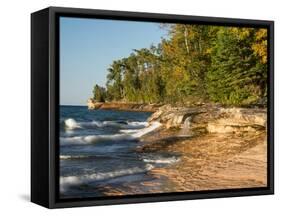 Michigan, Upper Peninsula. Waterfall Along the Edge of Lake Superior-Julie Eggers-Framed Stretched Canvas