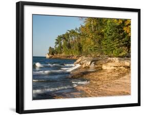 Michigan, Upper Peninsula. Waterfall Along the Edge of Lake Superior-Julie Eggers-Framed Photographic Print