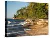 Michigan, Upper Peninsula. Waterfall Along the Edge of Lake Superior-Julie Eggers-Stretched Canvas