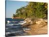 Michigan, Upper Peninsula. Waterfall Along the Edge of Lake Superior-Julie Eggers-Stretched Canvas