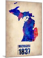 Michigan Watercolor Map-NaxArt-Mounted Art Print