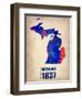 Michigan Watercolor Map-NaxArt-Framed Art Print