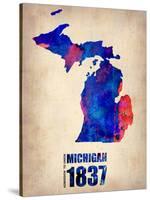 Michigan Watercolor Map-NaxArt-Stretched Canvas