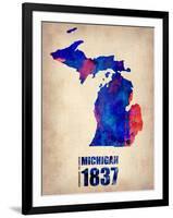 Michigan Watercolor Map-NaxArt-Framed Art Print