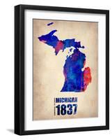 Michigan Watercolor Map-NaxArt-Framed Art Print