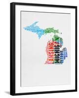 Michigan Watercolor Word Cloud-NaxArt-Framed Art Print