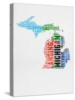 Michigan Watercolor Word Cloud-NaxArt-Stretched Canvas