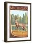 Michigan - White Tailed Deer-Lantern Press-Framed Art Print