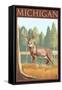 Michigan - White Tailed Deer-Lantern Press-Framed Stretched Canvas