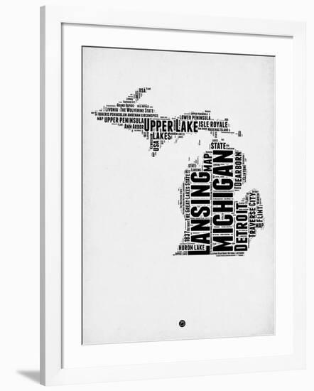 Michigan Word Cloud 2-NaxArt-Framed Art Print