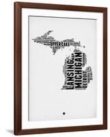 Michigan Word Cloud 2-NaxArt-Framed Art Print