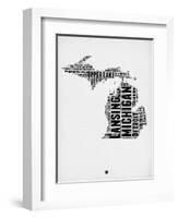 Michigan Word Cloud 2-NaxArt-Framed Art Print