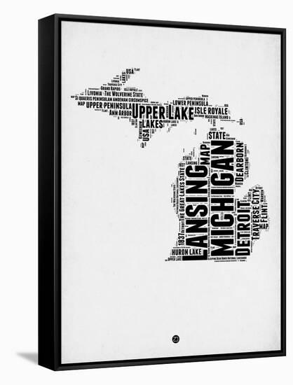 Michigan Word Cloud 2-NaxArt-Framed Stretched Canvas