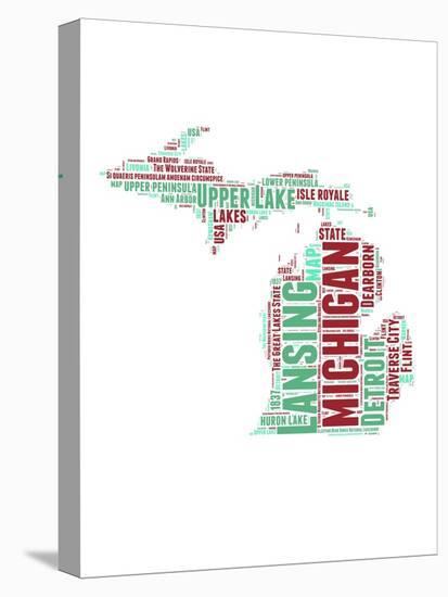 Michigan Word Cloud Map-NaxArt-Stretched Canvas