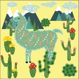 Cute Alpaca and Cactus-Michiru1313-Stretched Canvas