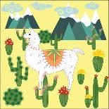 Cute Alpaca and Cactus-Michiru1313-Framed Art Print