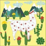 Cute Alpaca and Cactus-Michiru1313-Art Print