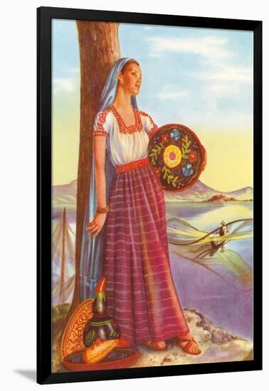 Michoacan Lady with Pottery-null-Framed Art Print