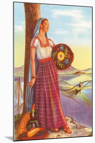 Michoacan Lady with Pottery-null-Mounted Art Print