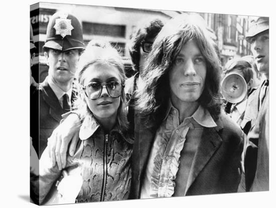 Mick Jagger and His Girl Friend, Singer Marianne Faithful Arrive at Magistrate's Court-null-Stretched Canvas