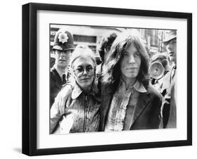 Mick Jagger and His Girl Friend, Singer Marianne Faithful Arrive at Magistrate's Court-null-Framed Photo