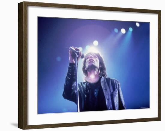 Mick Jagger During a Performance by the Rolling Stones-null-Framed Premium Photographic Print