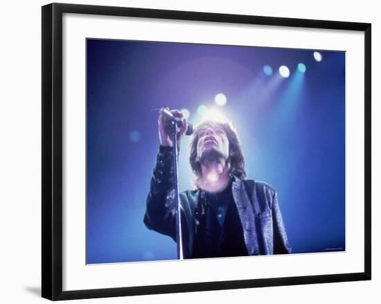 Mick Jagger During a Performance by the Rolling Stones-null-Framed Premium Photographic Print