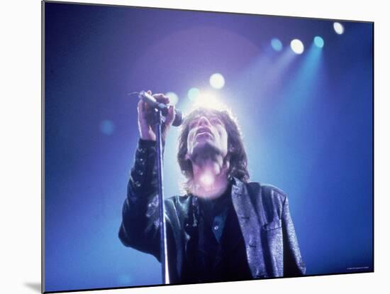 Mick Jagger During a Performance by the Rolling Stones-null-Mounted Premium Photographic Print