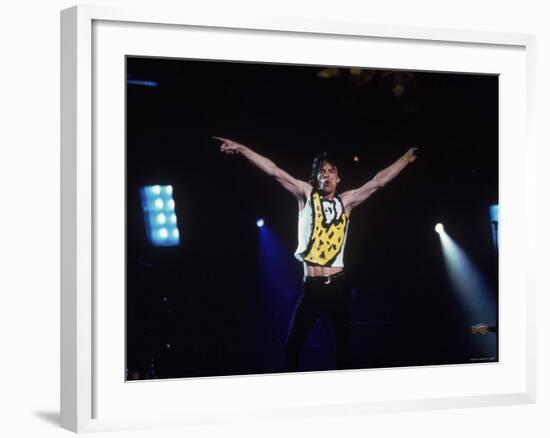 Mick Jagger During a Performance by the Rolling Stones-null-Framed Premium Photographic Print