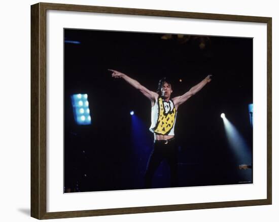 Mick Jagger During a Performance by the Rolling Stones-null-Framed Premium Photographic Print