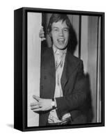 Mick Jagger in a Door-Associated Newspapers-Framed Stretched Canvas