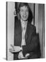 Mick Jagger in a Door-Associated Newspapers-Stretched Canvas