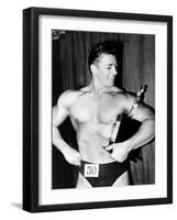 Mickey Hargitay, Who Has Just Won the Amateur Mr. Universe Contest in London, 1955-null-Framed Photo