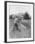 Mickey Mantle's Son Batting at Ball Pitched by Him-Ralph Morse-Framed Premium Photographic Print