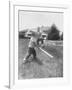 Mickey Mantle's Son Batting at Ball Pitched by Him-Ralph Morse-Framed Premium Photographic Print