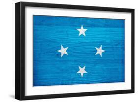 Micronesia Flag Design with Wood Patterning - Flags of the World Series-Philippe Hugonnard-Framed Art Print