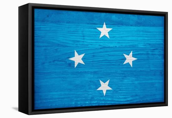 Micronesia Flag Design with Wood Patterning - Flags of the World Series-Philippe Hugonnard-Framed Stretched Canvas