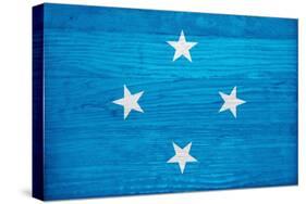 Micronesia Flag Design with Wood Patterning - Flags of the World Series-Philippe Hugonnard-Stretched Canvas