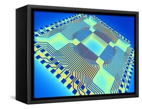 Microprocessor Chip, Computer Artwork-PASIEKA-Framed Stretched Canvas